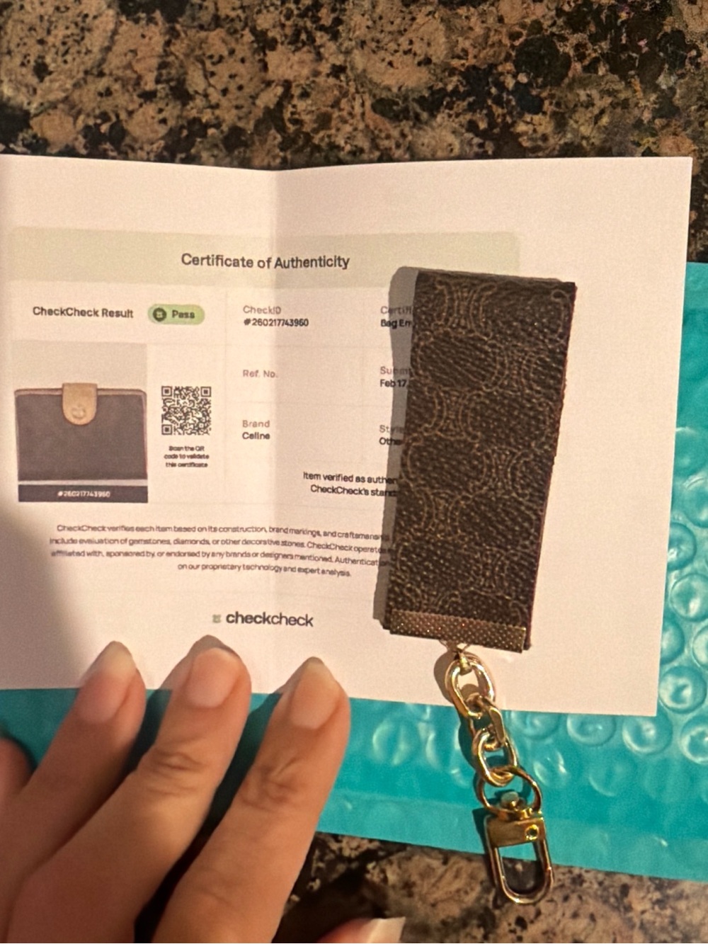 Celine repurposed Monogram Key Fob with Gold Hardware